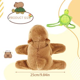 MUYAPAY Capybara Snap Bracelet Children, Simulation Capybara Plush Toy, Soft Plush Toy, Capybara Cuddly Toy, Snap Bracelet, Gift for Children, with Turtle Backpack