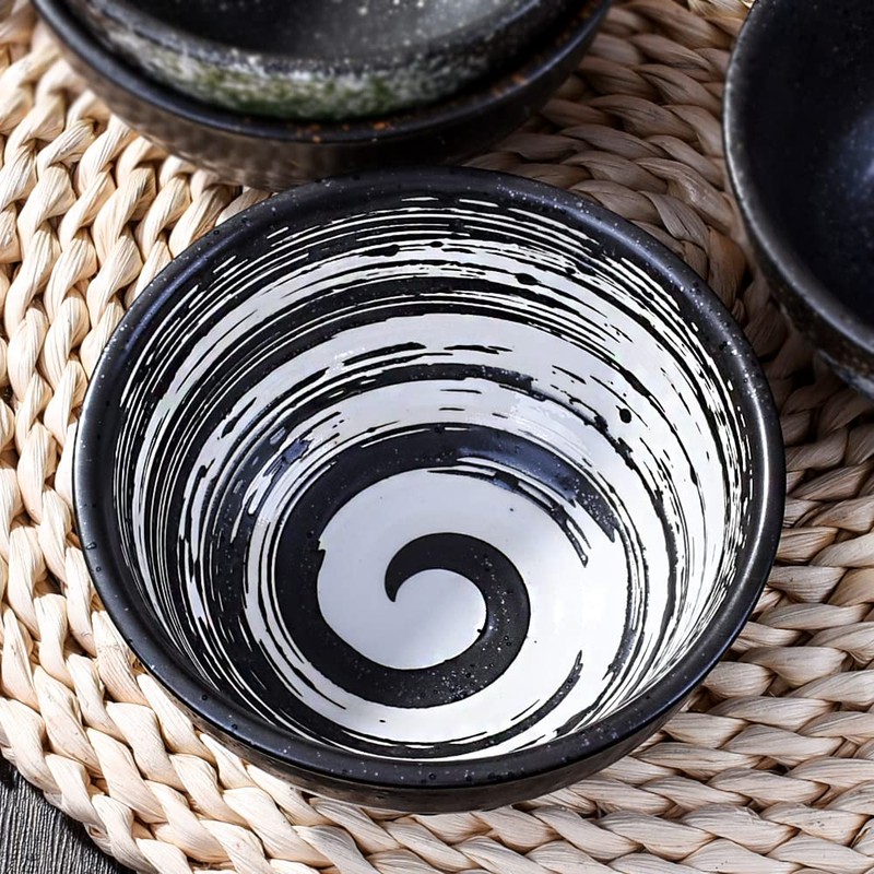 LMRLCS Japanese Kiln-formed Ceramic Bowl Set of 4 for Cereal,