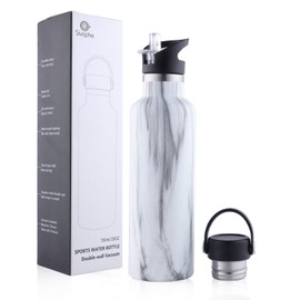 Sivaphe Thermos Flask, Water Bottle, Insulated Flask, Leak-Proof, Double-Walled, Stainless Steel, Vacuum 750 ml for Sports, Hiking, Camping, Outdoor (Marble)