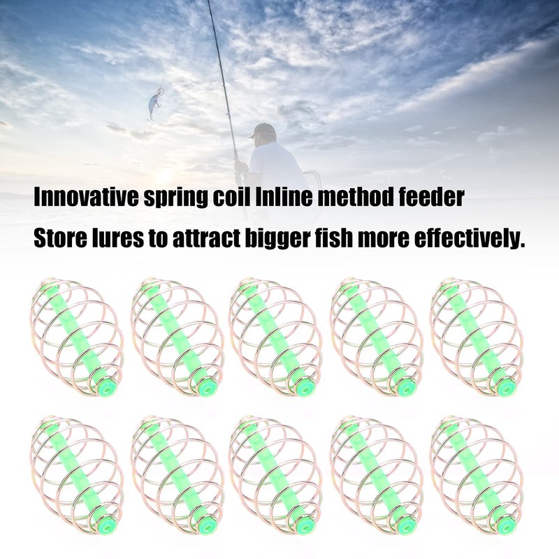 Alomejor 10PC Bait Thrower Fishing Feeder Spring Coil Inline Method