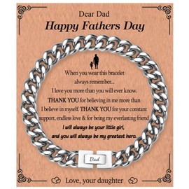 KORAS Gifts for Fathers Day from Daughter, Dad Gifts Cuban Chain Bracelet Gifts for Men, Dad Bracelet, Presents for Birthday Christmas