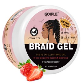 Braid Gel Smoothing Braiding Gel for Twist, Locs, Braids, Edge Control, Cornrows - Strong Hold, No Flake, Anti-Frizz, Easy to Use Hair Gel for Women (16 OZ Strawberry Flavor)