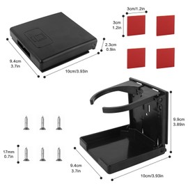 2 PCS Adjustable Folding Drink Holder, Universal Folding Car Cup Drink Holders Automotive Cup Holders Boat Cup Holder with Screws and Tapes for Car Truck RVs Yacht Caravan (Black)