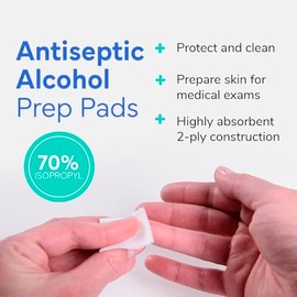 OWELL Almohadillas de preparación – 100 toallitas estériles envueltas individualmente, toallitas antisépticas medianas de 2 capas para desinfectar la 