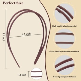 forenee Plastic Headbands - 6 Pack Double Row Teeth Comb Headbands - Non-Slip Headband with Teeth Hair -Headbands for Women Girls colorful