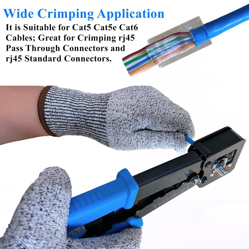 Gaobige RJ45 Crimp Tool Kit Pass Through, Cat5 Cat5e Cat6