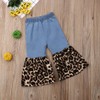 Gureui Toddler Baby Girls Leopard Flare Denim Jeans Pants Elastic