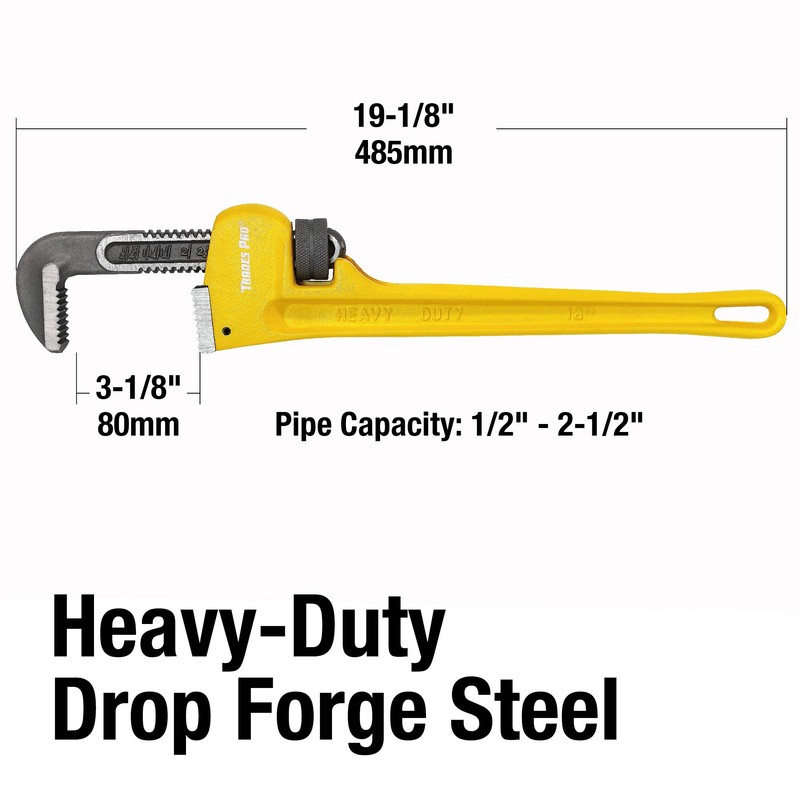 Tradespro 18-Inch Heavy Duty Adjustable Pipe Wrench, Plumbing Hand Tool,