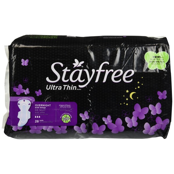 Stayfree Ultra Thin Overnight with Wings, 28-Count