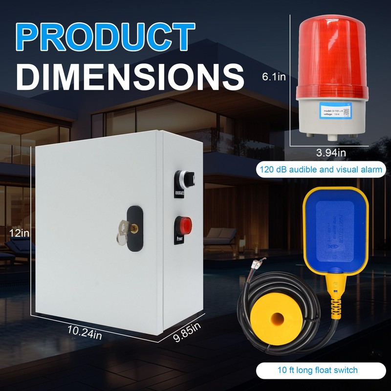 Sump Pump Alarm, IP65 High Water Septic Alarm with 120dB