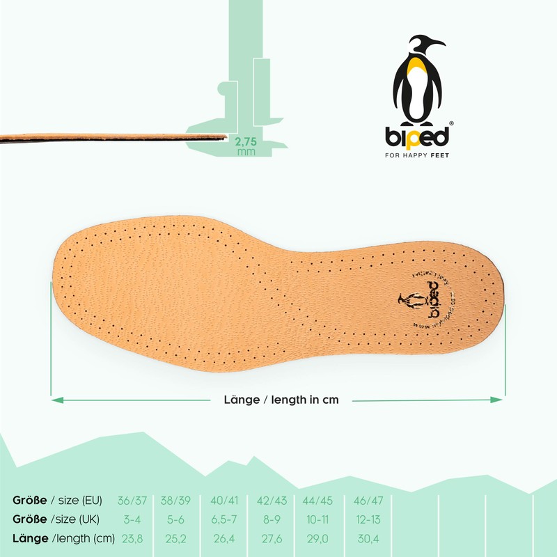 Biped Z1724 leather insoles with activated carbon, 3 pairs. -