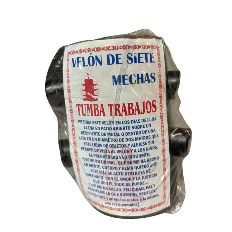 Velon Negro 7 Mechas Rompe Brujeria - 7 Wicks Black