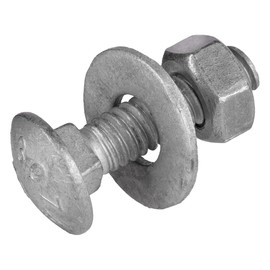 5/16" x 1-1/4" (50 Pack) Galvanized Carriage Bolt Kit Grade 307A Includes 5/16" USS Flat Washers (50 pcs) and 5/16"-18 Hex Nuts (50 pcs), Hot Dip Galvanized for Exterior Use by Makers Bolt