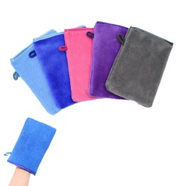 ZFRITP Pack of 5 Face Washcloths, Body Wash Mitt, Reusable Wash Gloves, Microfibre Wash Cloth Set, Flannel, Soft, Strong Water Absorption, 15 x 21 cm (5 Colours)