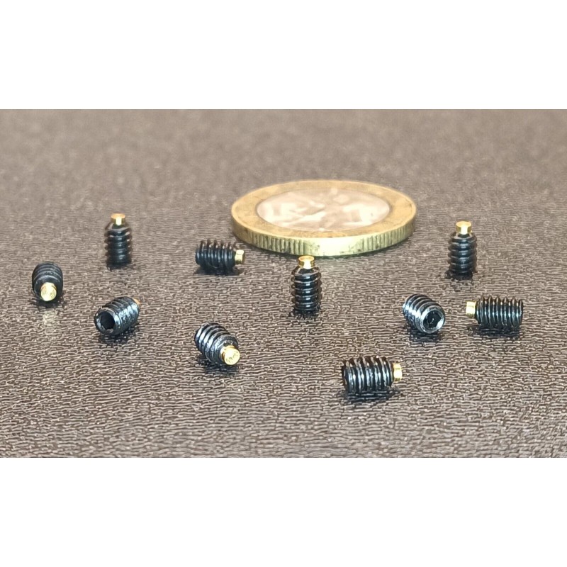Kmac Alloy Steel Set Screws, Brass Tip, 6-32 x 3/16"