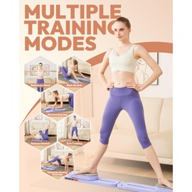 FLAZECON Pilates Slider Board for Women Home Workouts Detachable Portable Pilates Reformer Machine with Resistance Bands Mini Fitness Equipment (Purple, with Timer)