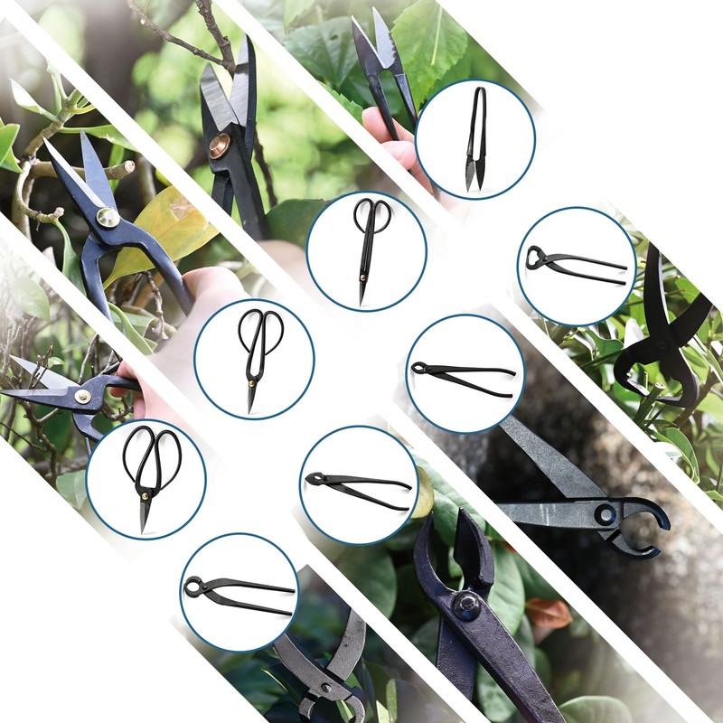 14-Piece Bonsai Tree Kit, Bonsai Tool Set, Carbon Steel Scissors