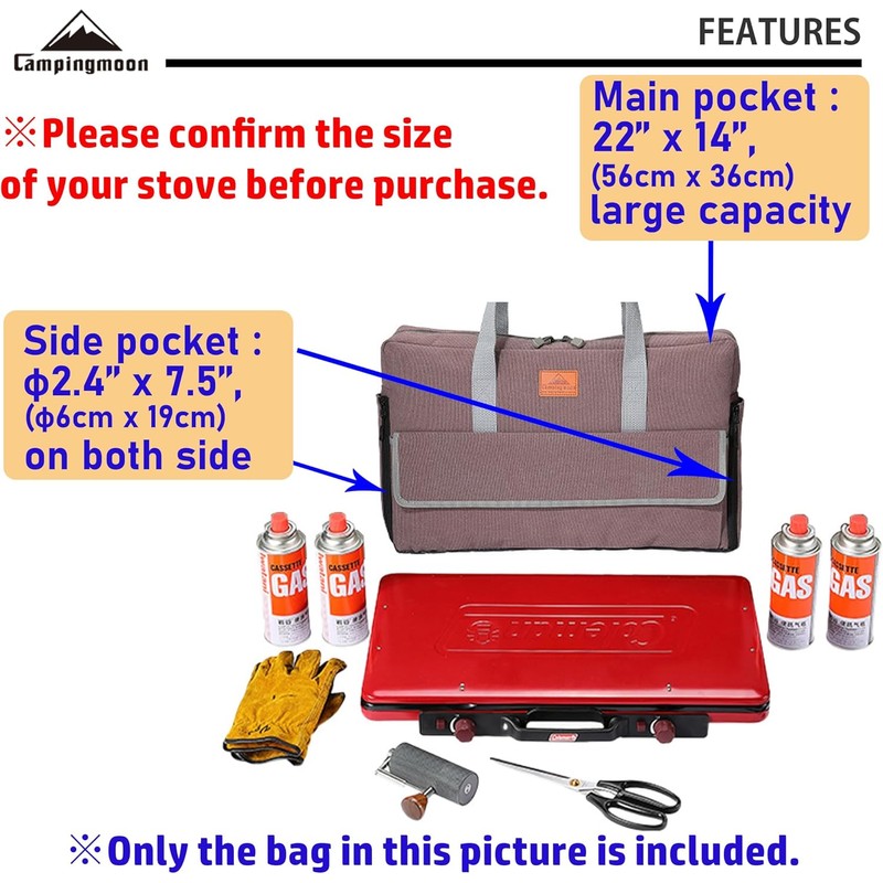 CAMPINGMOON Camping Stove Carry Case for Coleman 2-burner Stove Canvas
