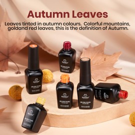 Beetles Fall Gel Nail Polish Set - 6 Colors Autumn Leaf Gel Polish Kit for Nails, Orange Yellow Burgundy Red Soak Off UV LED Nail Gel Manicure at Home Gifts for Women