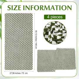 SmoothNovelty 4 Pcs Large Checkered Bath Towels for Bathroom 27.56 x 55.12 Inch Absorbent Beach Bath Towels Bulk Soft Quick Dry for Summer Pool Hotel Spa Shower Gym(Green)