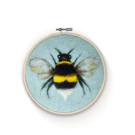 The Crafty Kit Company Bee in a Hoop DIY Needle Felting Craft Kit for The Holidays – Made in The UK