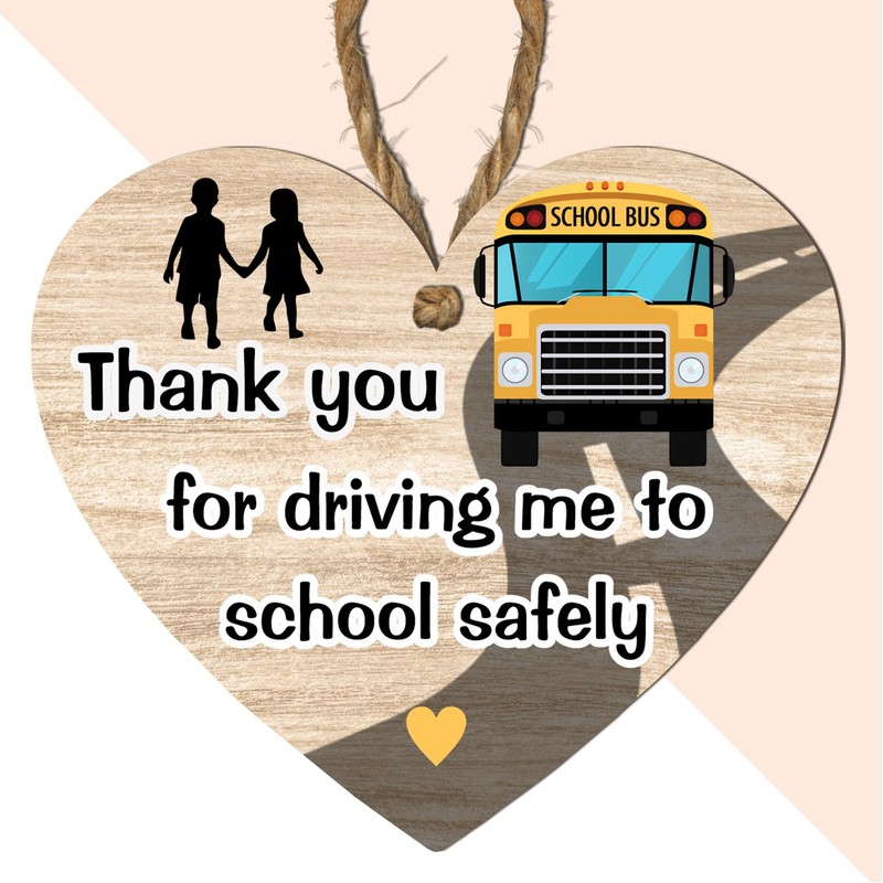 Thank You School Bus Driver Heart Plaque - Gift from