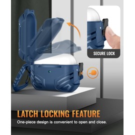 MOBOSI for AirPods Pro 2 Case Cover with Lock, Compatible with Airpod Pro Case 2nd/1st Gen with Cleaner Kit & Keychain, Military Grade Shockproof Protective Case for Men(2023/2022/2019), Blue