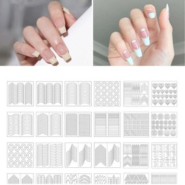 French Nail Stickers, Set of 96, Nail Line Tape, French Tape, 24 Styles, DIY Nail Styling, Easy to Use for Beginners, Nail Supplies