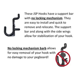 JSP Manufacturing Pegboard Hooks Non-Locking Plastic J Style Hook | Garage Tool Storage Craft Hooks Pegboard Accessories (100, Orange)