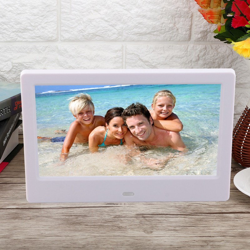 Digital Photo Frame White 7in IPS Screen 1024x600 HD Electronic