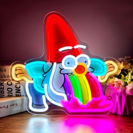 Gnome Puking Rainbows Neon Sign Quirky & Humorous LED Art for Fun Decor Rainbow Gnome Neon Lights for Bedroom Home Bar Kids Rooms Game Room Living Room Wall Decoration Holiday Gifts