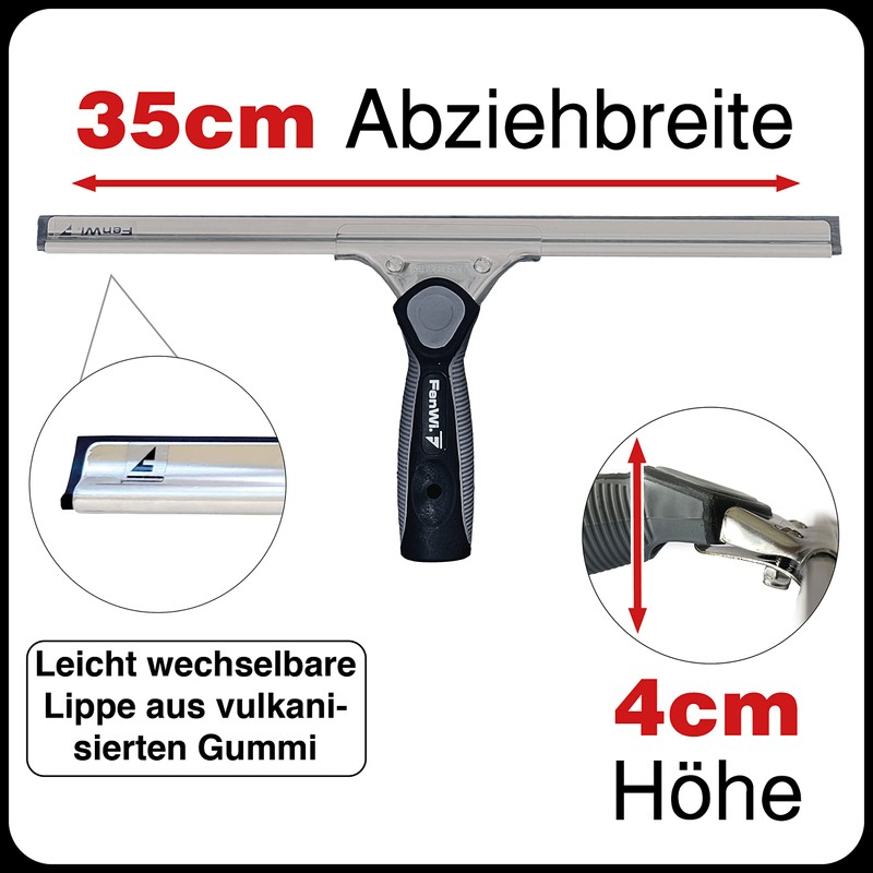 FenWi Window Squeegee with Rubber Lip 35 cm Wide /