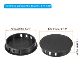 PATIKIL 50mm (2") Plastic Hole Plugs Set of 6 Flush Type Round Hole Plug Covers for Table Kitchen Cabinet Furniture Black