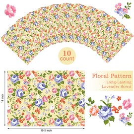 Gersoniel 10 Sheets Drawer Liners for Dresser Scented Drawer Liners Non Adhesive Scented Paper for Fragrant Home Shelf Closet(Lavender,Colorful Flowers)