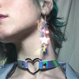 HUASAI Star Earrings for Women Rhinestone Big Star Dangle Earrings Hollow Star Dangling Earrings Long Triple Star Stud Earrings