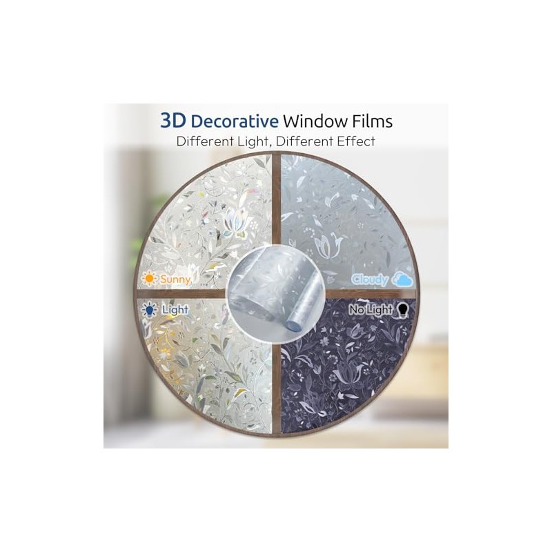 rabbitgoo 3D Pegatina Ventanas Vinilos Decorativos Cristales Protector Privacidad Anti