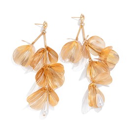 XFSRG Gold/White Gingko Stud Earrings for Women Statement Earrings Boho Flower Petal Drop Earrings Vintage Earrings Girls Jewellery For Women, Zinc