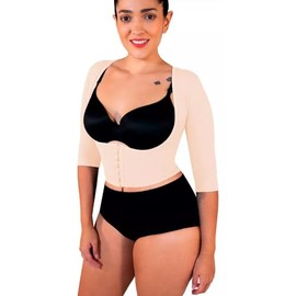I LOVE SHAPE  Faja Colombiana para Mujer Postquirúrgica Control en Espalda Brazos y Refuerzo Lumbar con Tres Niveles Ajuste (Nude, Medium)            