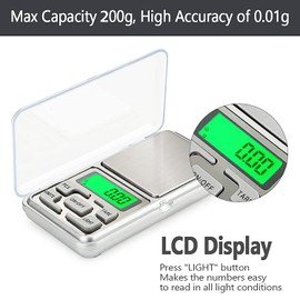 IAMBOT Mini Pocket Weight Scale Digital Jewellery/Chem/Kitchen Small Weighing Machine with Auto Calibration, Tare Full Capacity, Operational Temp 10-30 Degree (200/0.01 g), black