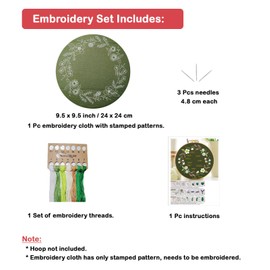 IZEERA Embroidery Set for Cross Stitch Embroidery Kits – DIY Crochet Kit Set for Adults Beginners - Stamped Floral Pattern with Instructions, Threads and Needles for Crewel Sewing Craft Kit