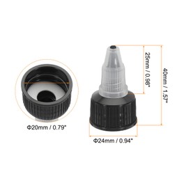 PATIKIL Twist Bottle Caps, 25Pcs 20/410 Squeeze Bottle Cap Replacement Caps for Water Glue Dispensing Bottles Dispensing Caps Paint Bottles, Black