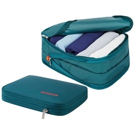 BeeNesting Compression Packing Cubes 2 set for travel Small Luggage Organizer Bags for BackPack (S+M 4L/9L, Dark green)