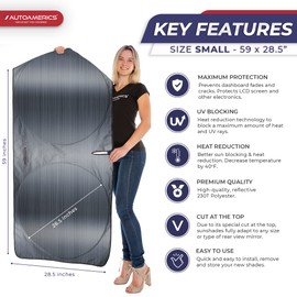 Autoamerics 1-Piece Windshield Sun Shade - Metallic Gray Foldable Car Front Window Sunshade for Most Cars SUV Truck Heat Blocker Visor Protector Blocks Max UV Rays and Keeps Your Vehicle Cool - Small