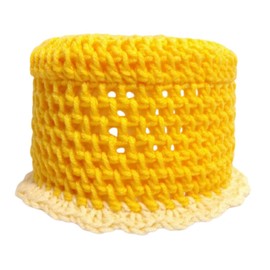 Toilet Paper Cover Yellow Bathroom Round Crochet Handmade