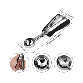 ds. distinctive style Small Cookie Scoop #24-2.67 Tablespoon Scoop - Small Ice Cream Scoop, Made of Food Grade 304 Stainless Steel with Comfortable Rubber Grip Handles
