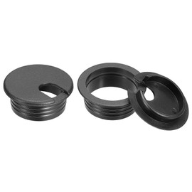 sourcing map 2 x Cable Hole Cover 38 mm/1-1/2 Inch ABS Workplace Cable Wire Cord Eyelet Cable Guide for Office Computer Workplace Wire Organiser Black