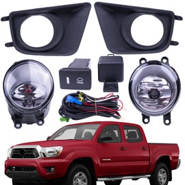 Prefer Warehouse One Set Fog Light Lamps + Covers + Switch + Wiring Compatible With Toyota Tacoma 2012-2015 Replaces 81481-04020 TO1039152 81482-04020 TO1038152 TO2593133 TO2592133 81210-08020, black