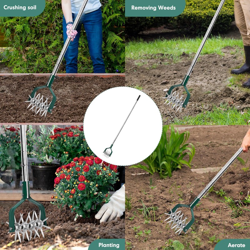 Yeelor Rotary Cultivator Tiller Adjustable S/S Handle Rotary Tiller with