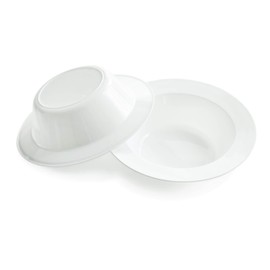 " OCCASIONS " 40 Piece Plates Pack, Heavyweight Disposable Wedding Party Plastic Bowls (6 oz Dessert Bowls, Plain White)
