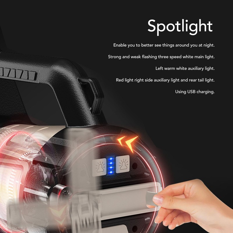Spotlight Rechargeable Handheld Lamp Strong Light Searchlight 3500lm Flashlight for